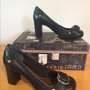 Black silver detail heels